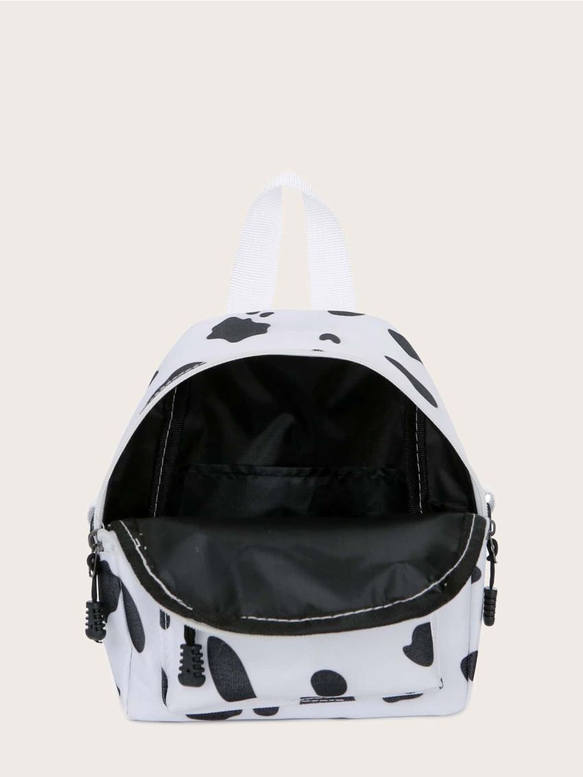Mini Cow Pattern Zip Front Backpack