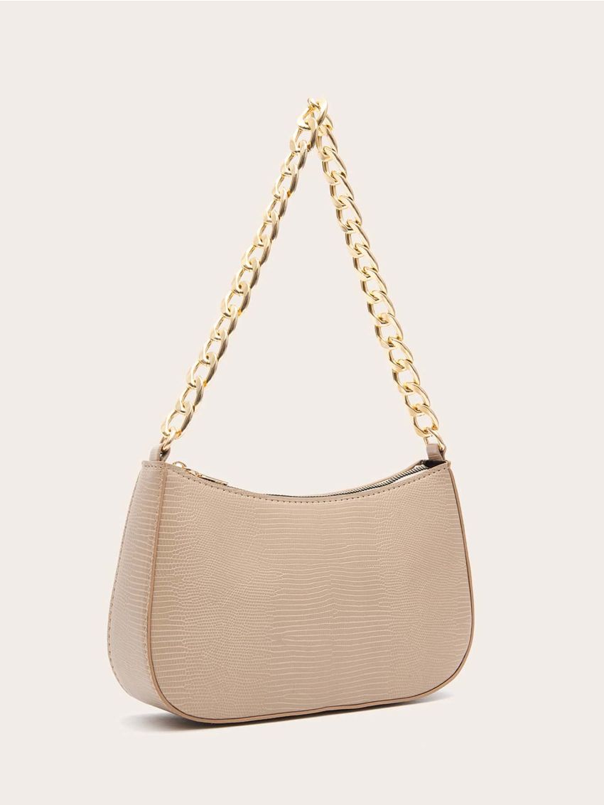 Lizard Pattern Chain Shoulder Bag