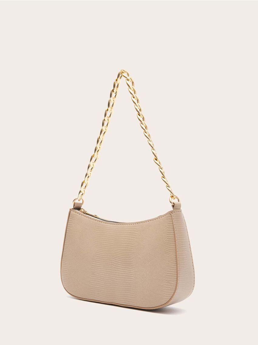 Lizard Pattern Chain Shoulder Bag