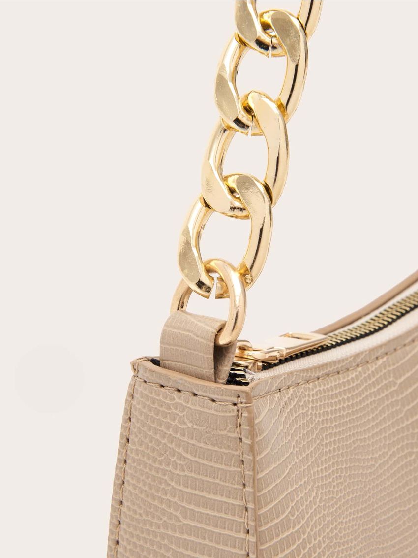 Lizard Pattern Chain Shoulder Bag