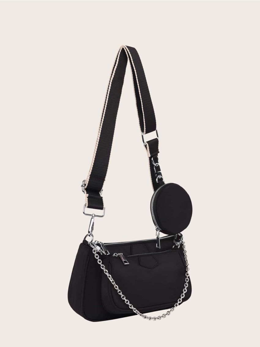 3pcs Minimalist Zipper Shoulder Bag Set