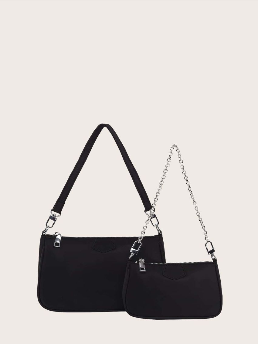 3pcs Minimalist Zipper Shoulder Bag Set