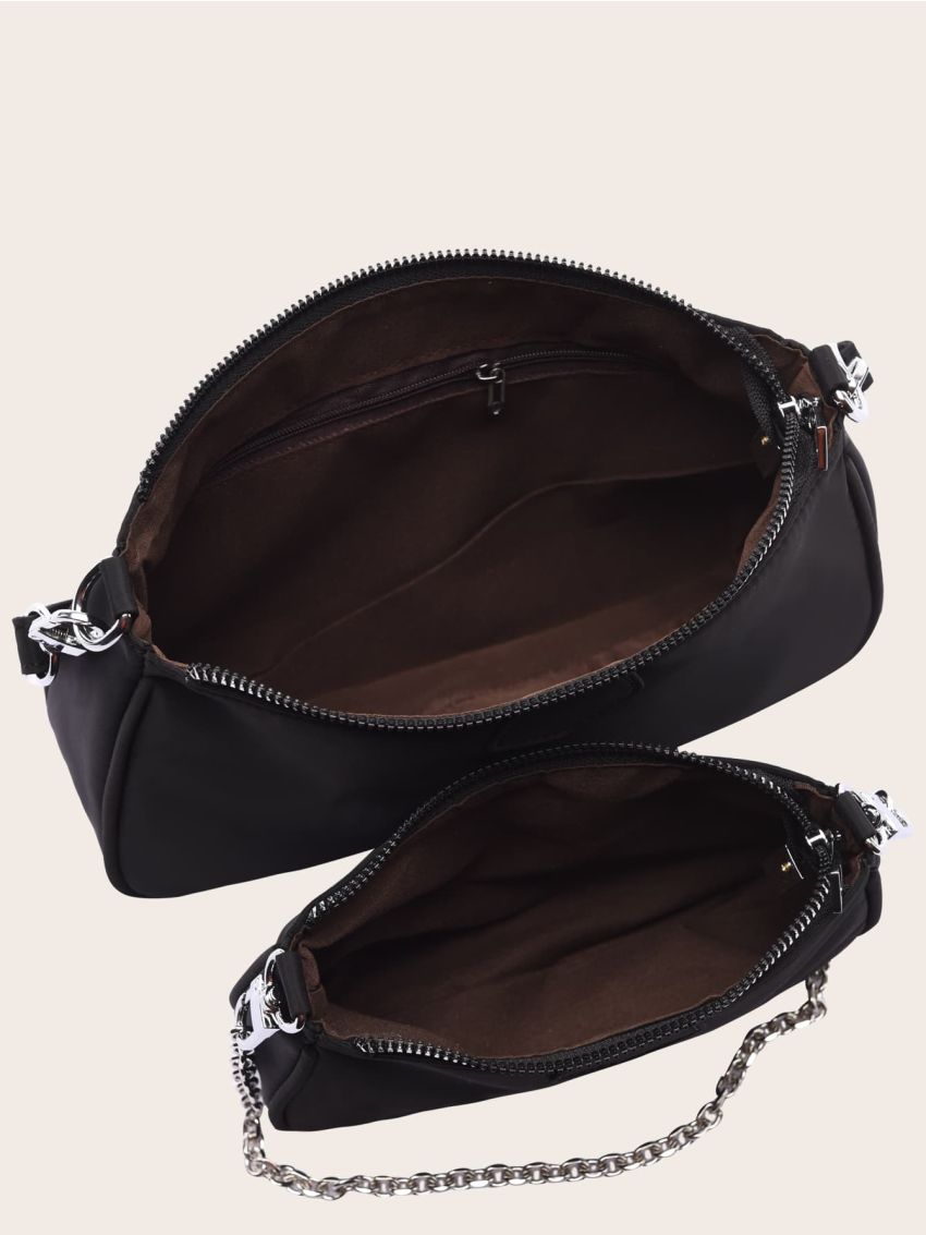 3pcs Minimalist Zipper Shoulder Bag Set