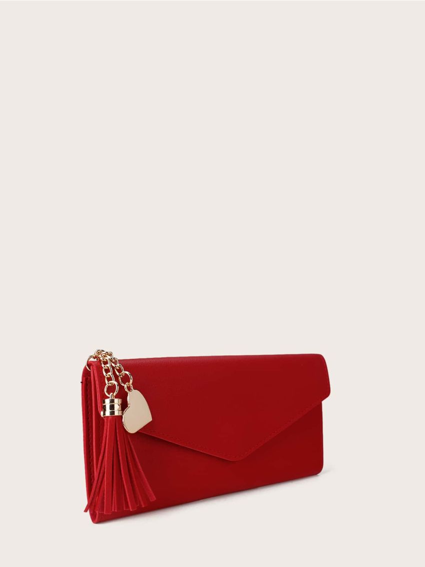 Tassel Charm Fold Over Purse