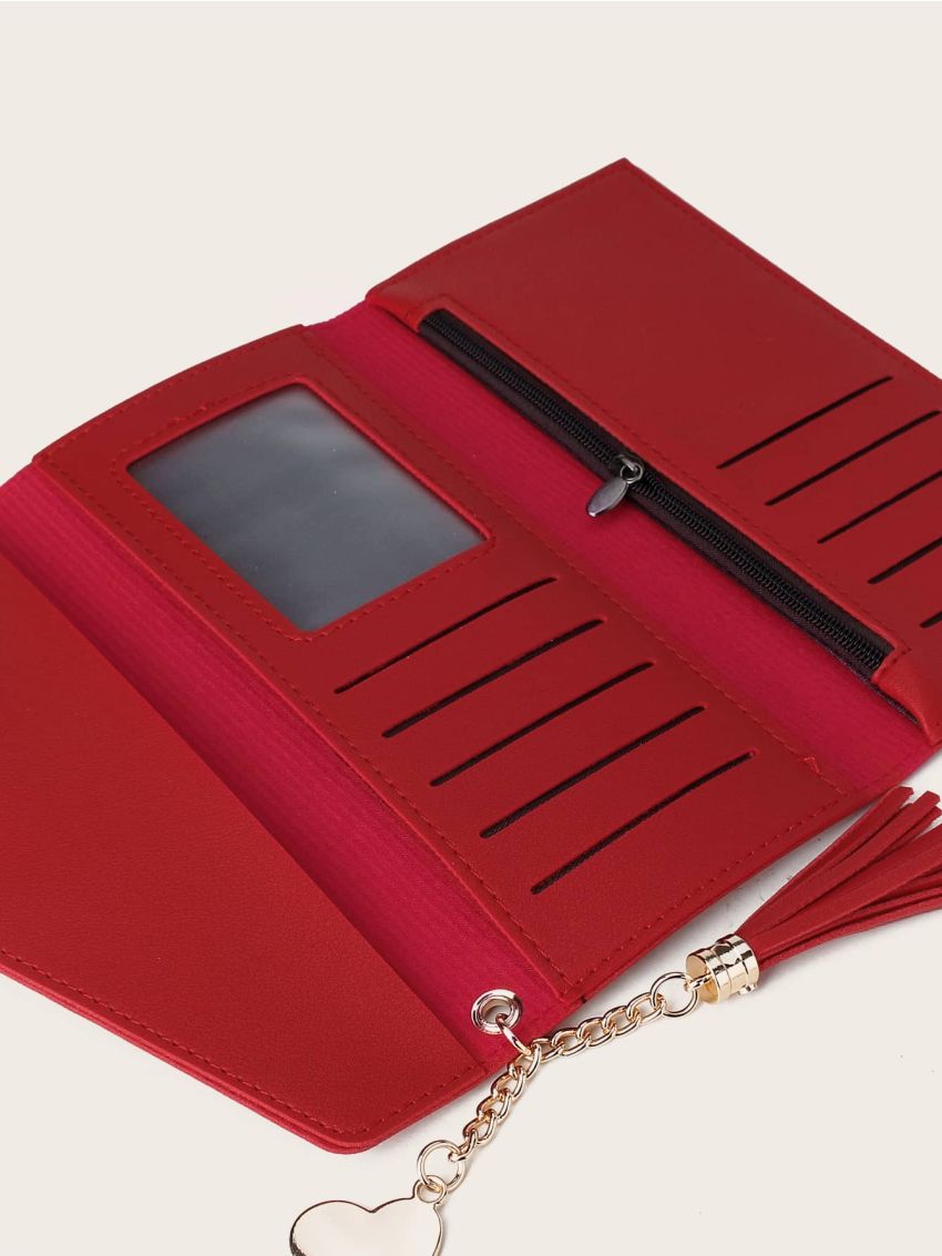 Tassel Charm Fold Over Purse