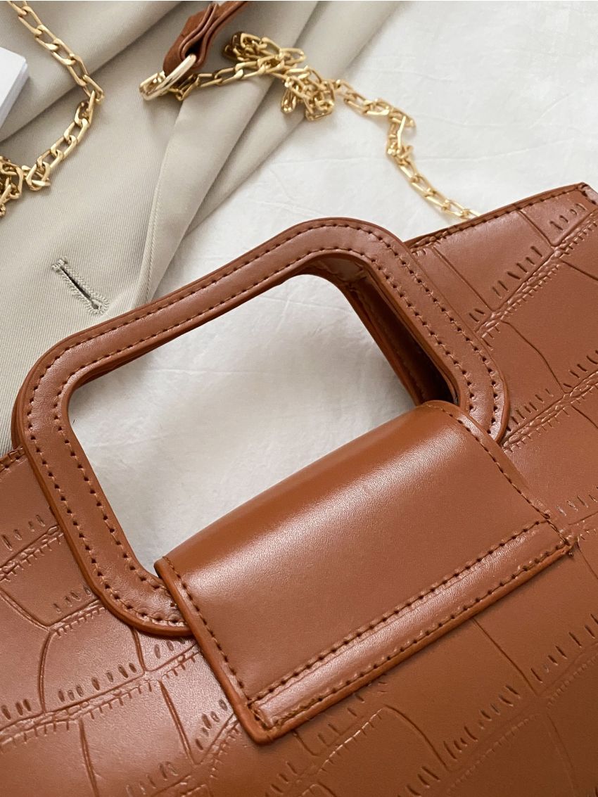 Croc Embossed Satchel Bag