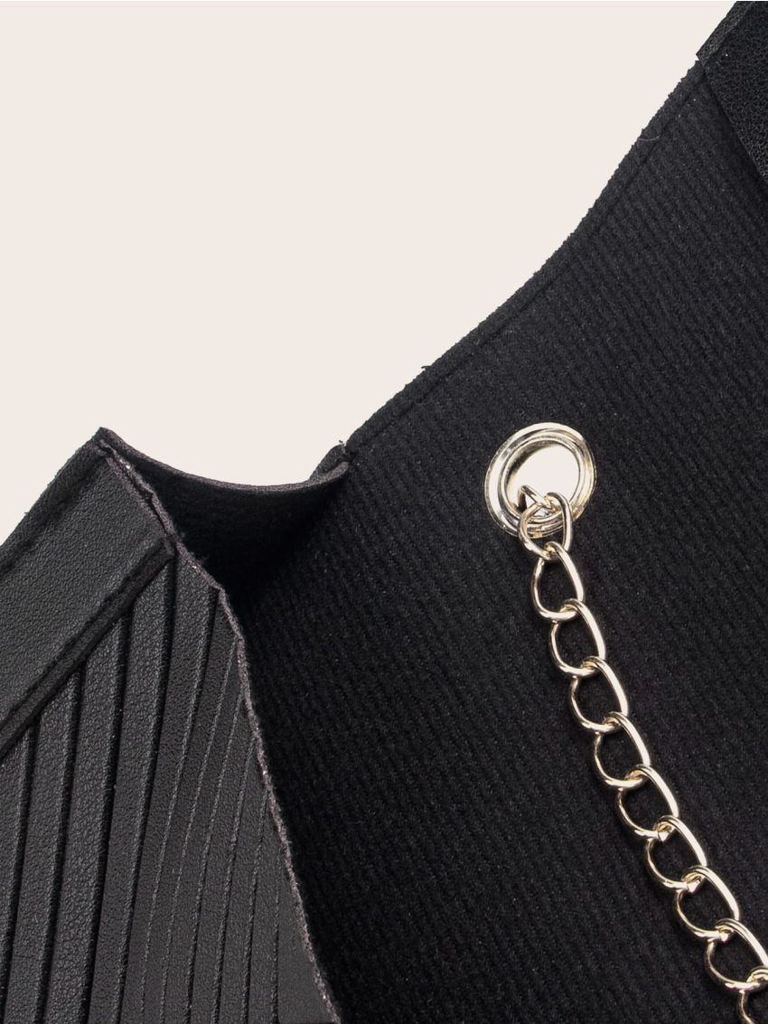 Chevron Push Lock Fluffy Handle Chain Bag