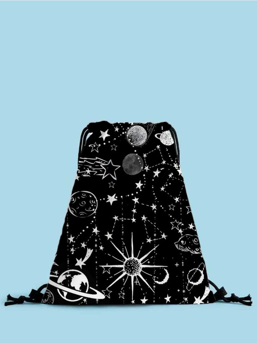 Planet Print Drawstring Backpack