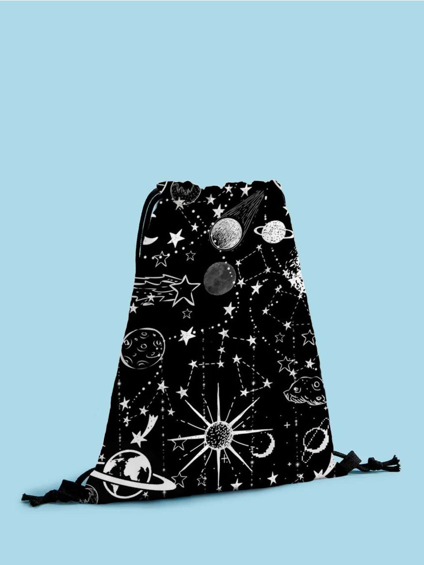 Planet Print Drawstring Backpack