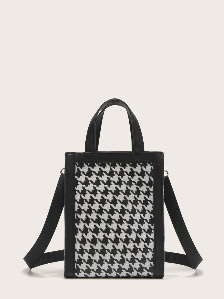 Mini Houndstooth Satchel Bag