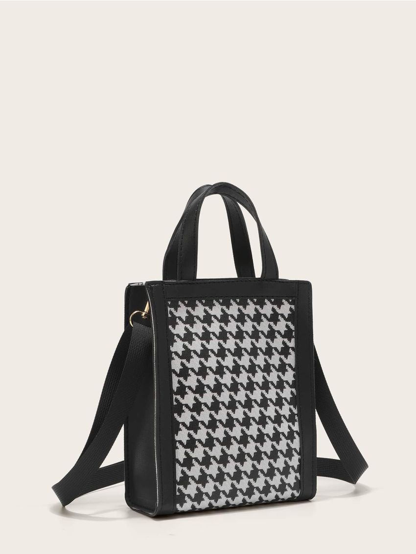 Mini Houndstooth Satchel Bag
