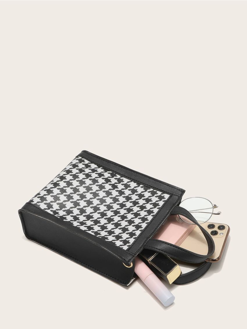Mini Houndstooth Satchel Bag