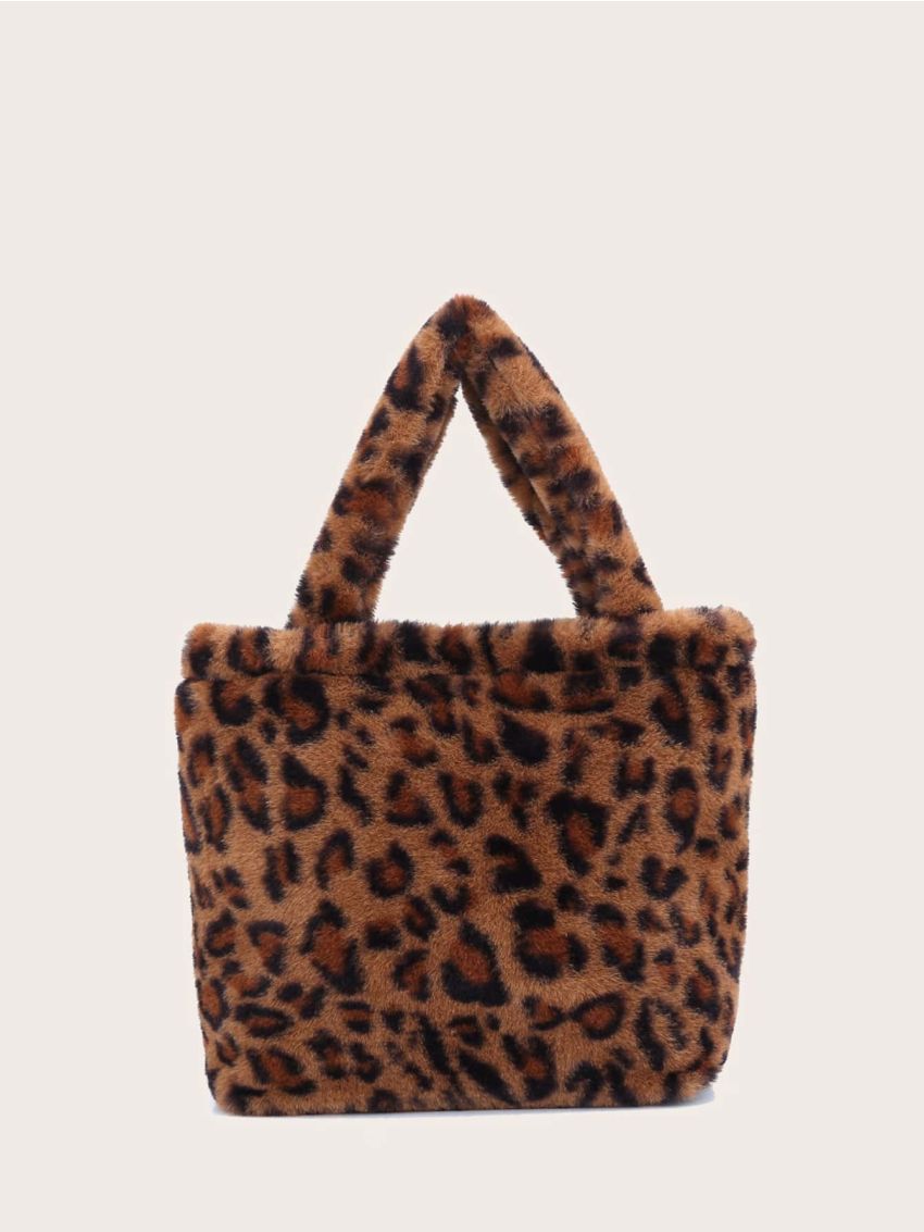 Leopard Fluffy Tote Bag