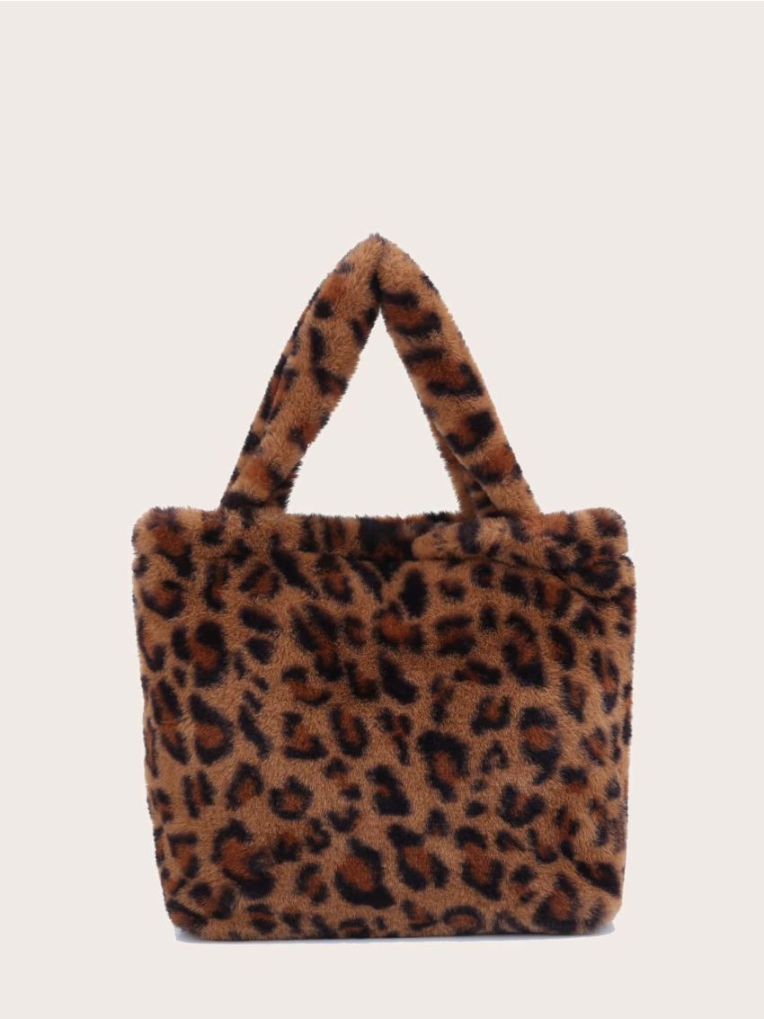 Leopard Fluffy Tote Bag