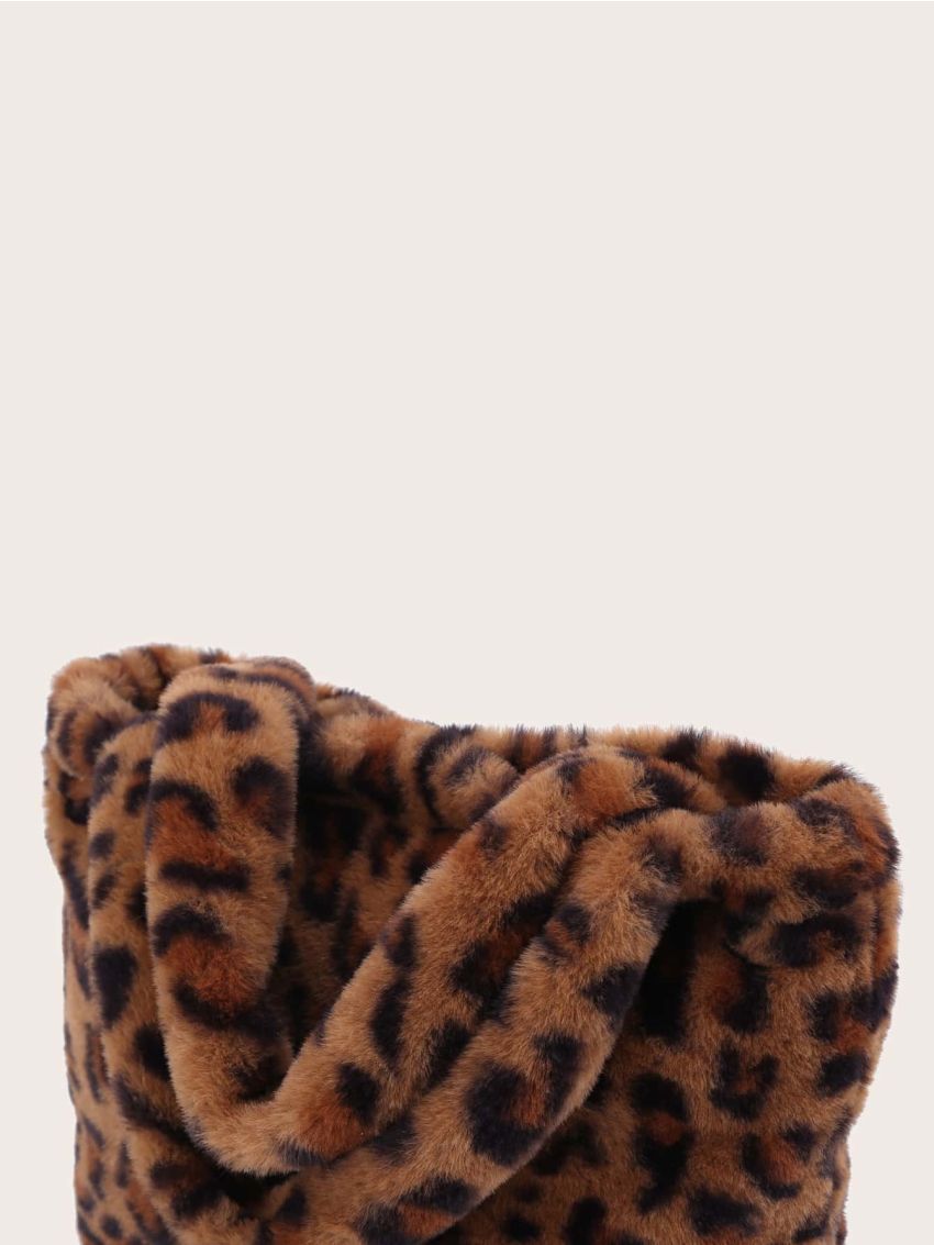 Leopard Fluffy Tote Bag