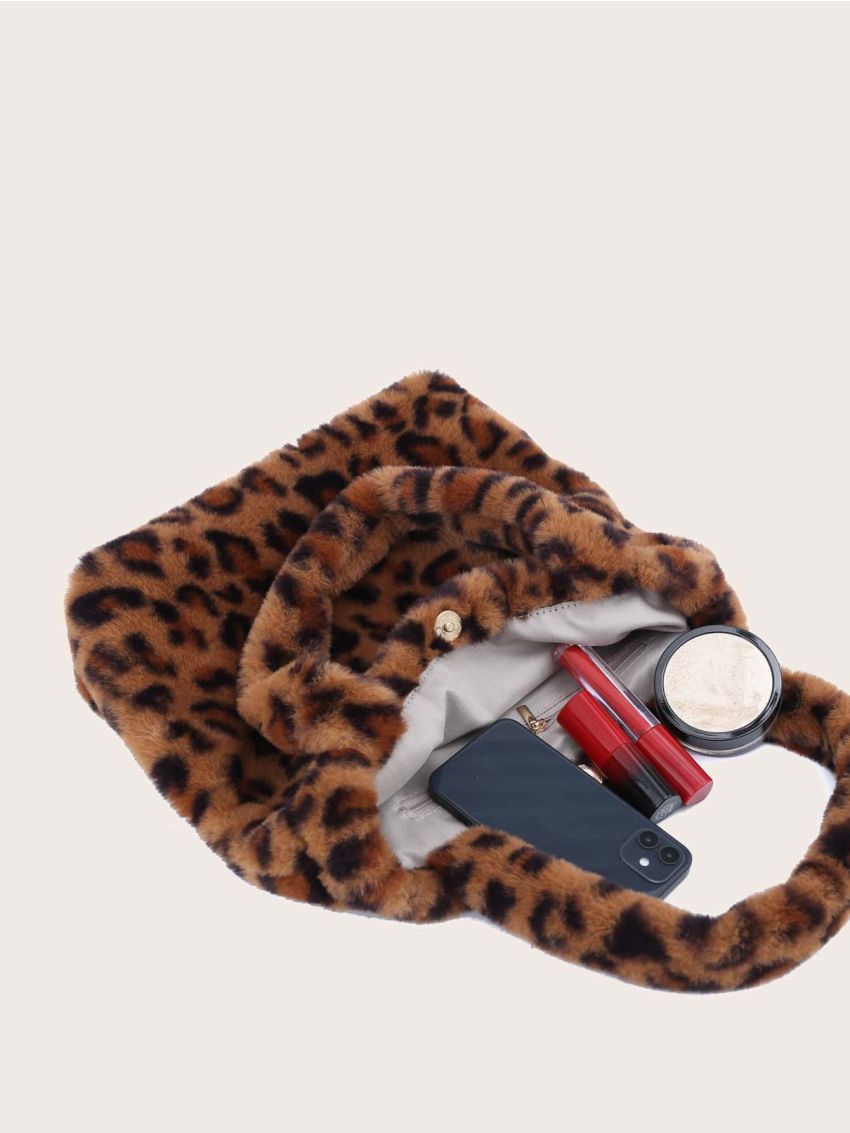 Leopard Fluffy Tote Bag
