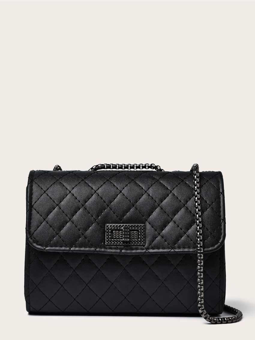 Turn-lock Quilted Shoulder Bag