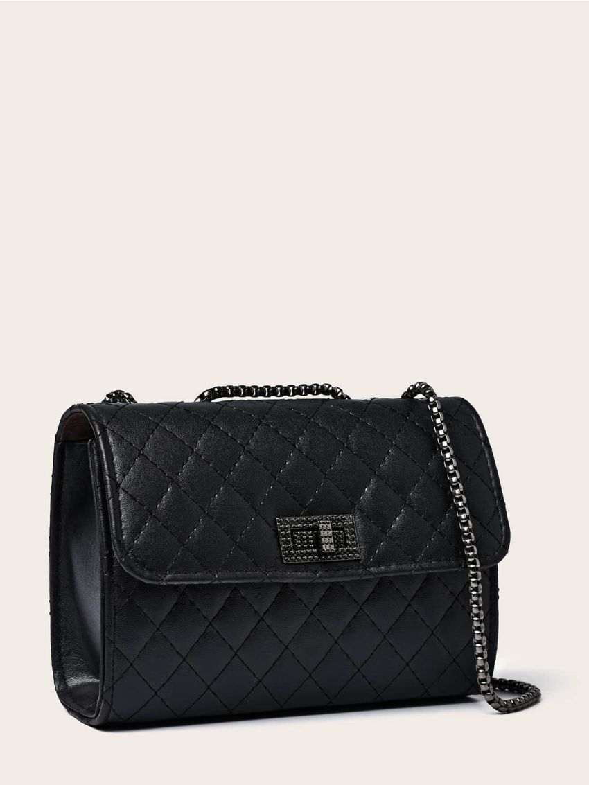 Turn-lock Quilted Shoulder Bag