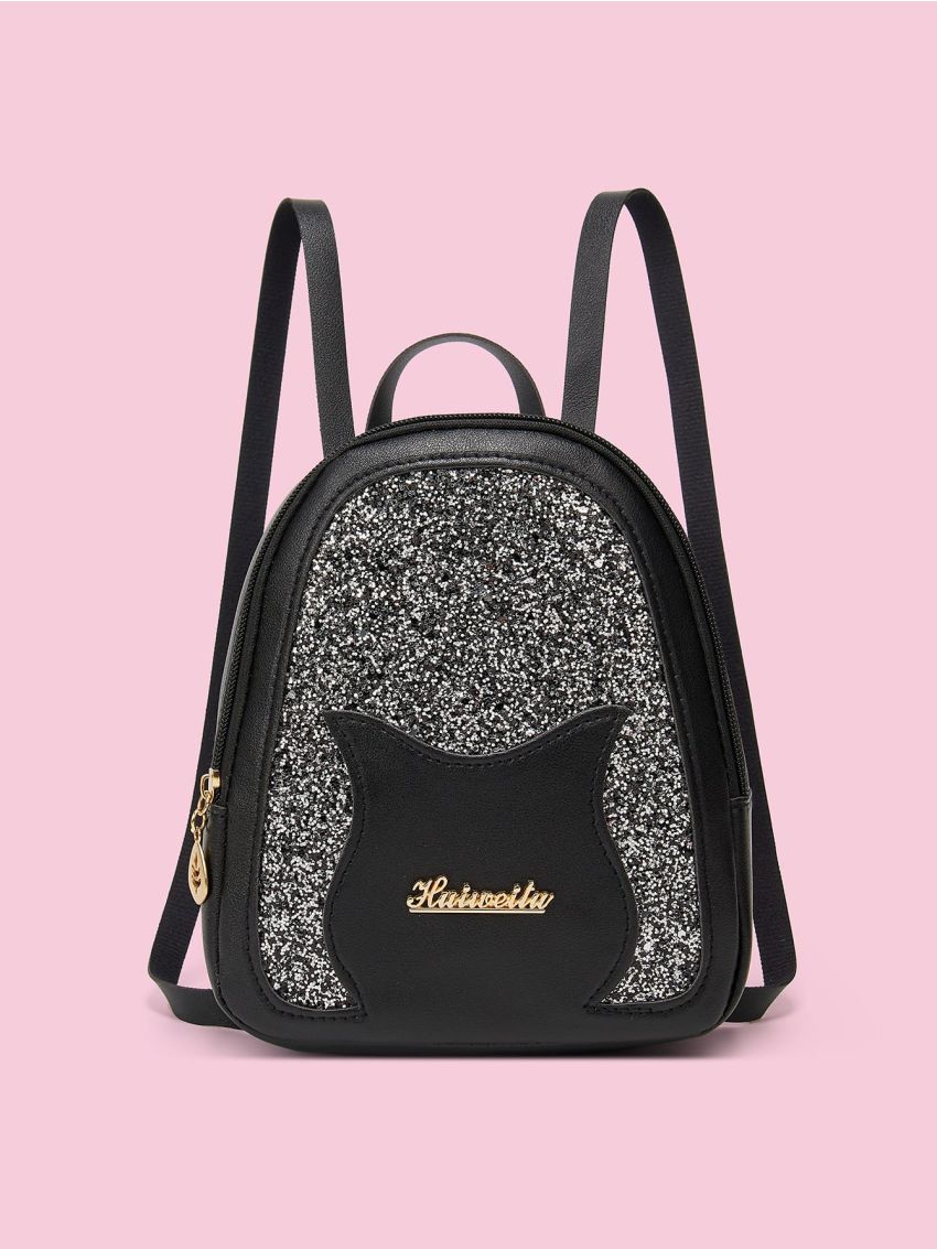 Mini Glitter Metal Letter Decor Backpack