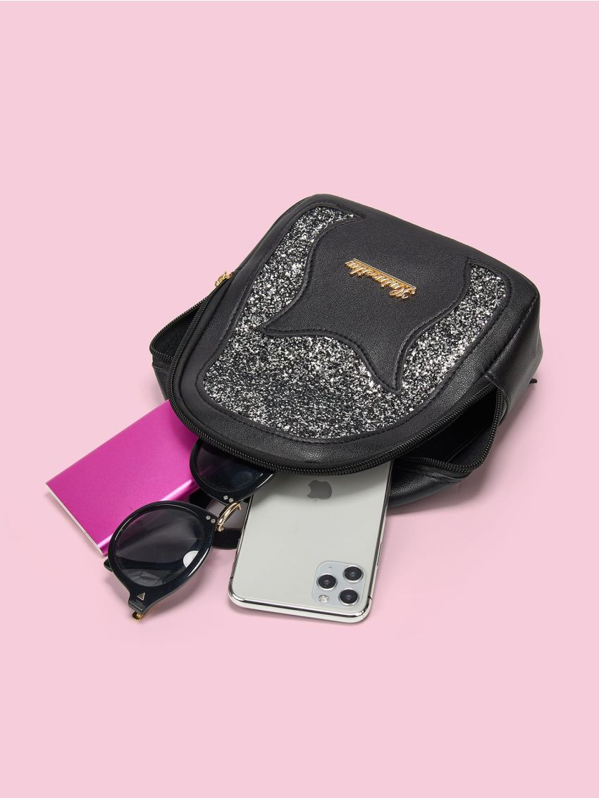 Mini Glitter Metal Letter Decor Backpack