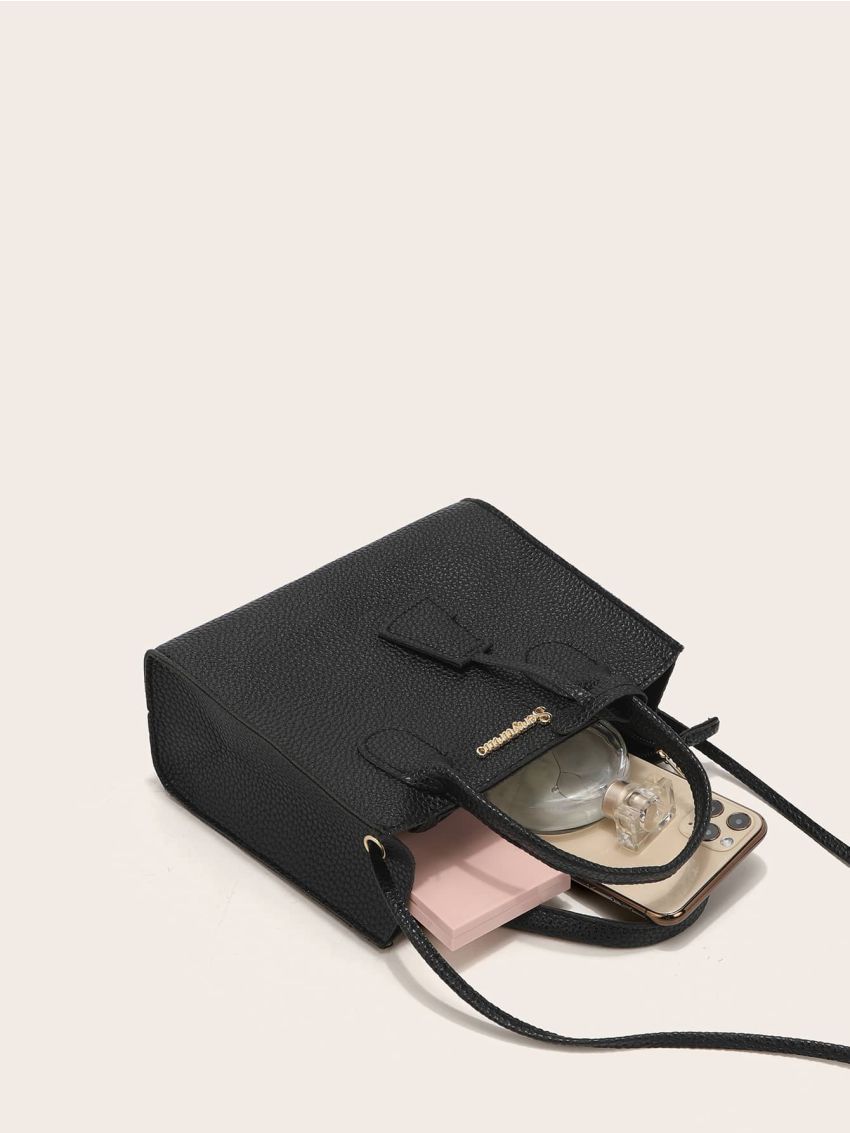 Mini Metal Letter Decor Satchel Bag