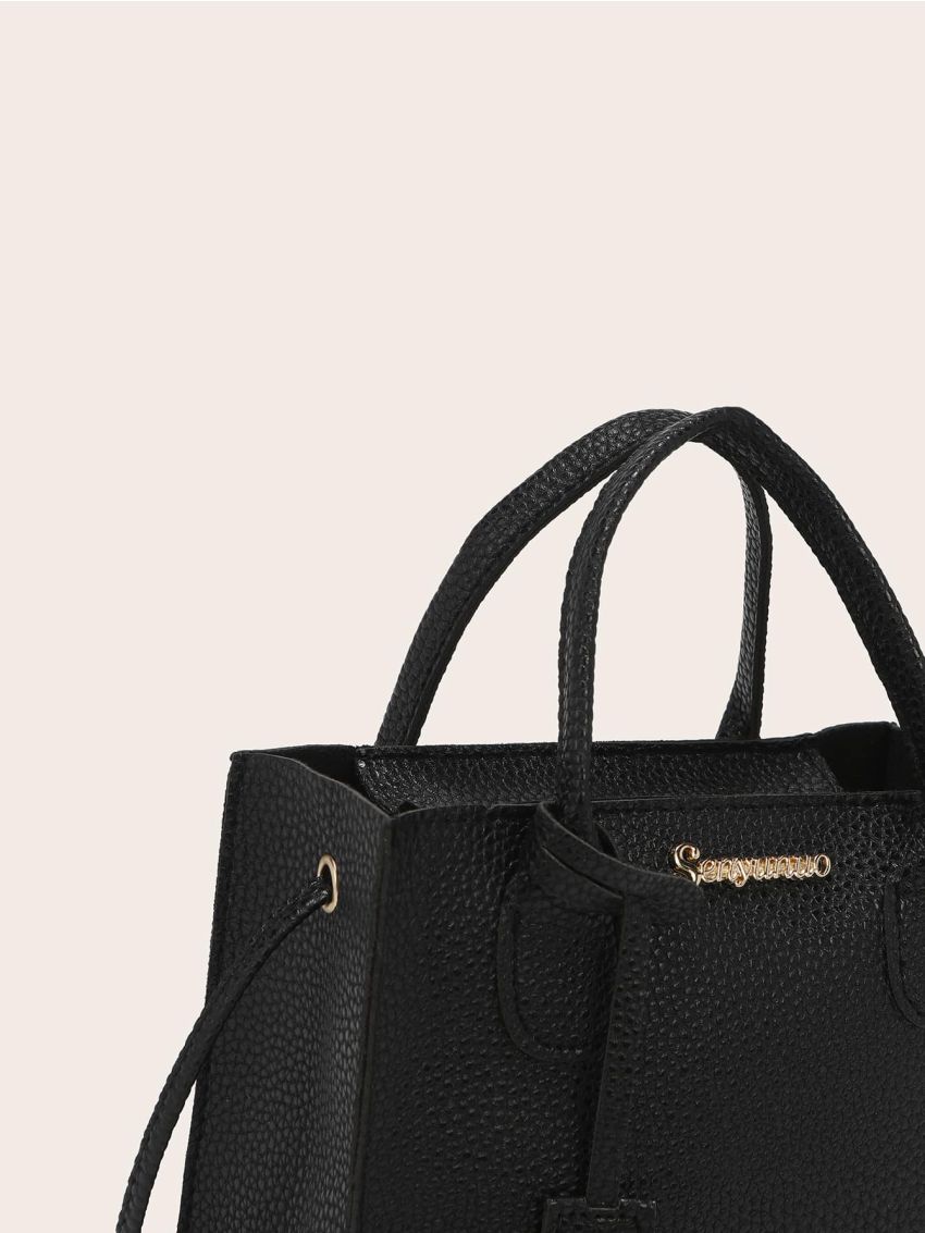 Mini Metal Letter Decor Satchel Bag