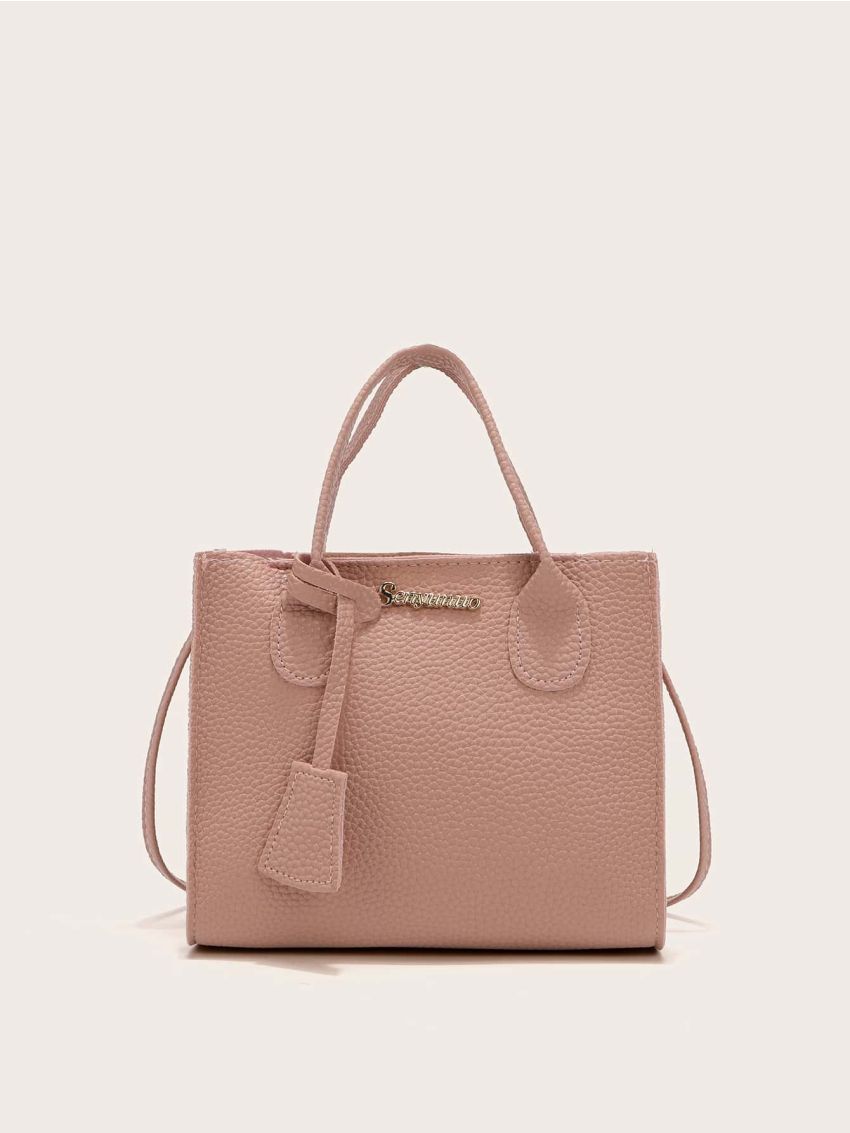 Mini Metal Letter Decor Satchel Bag