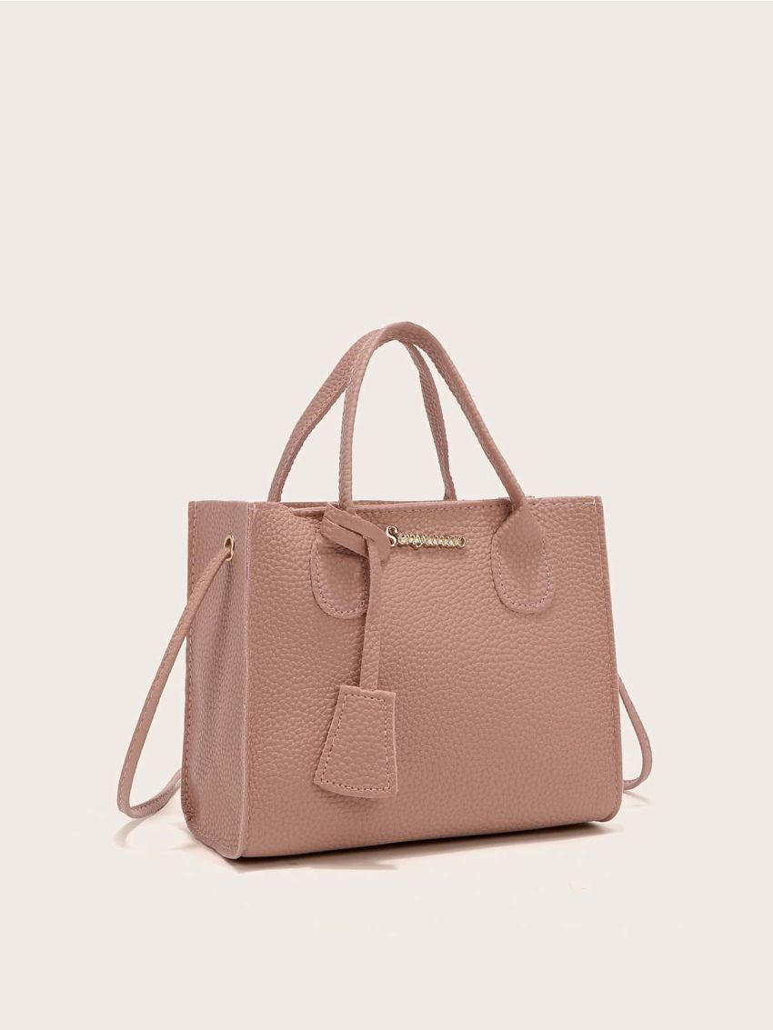 Mini Metal Letter Decor Satchel Bag