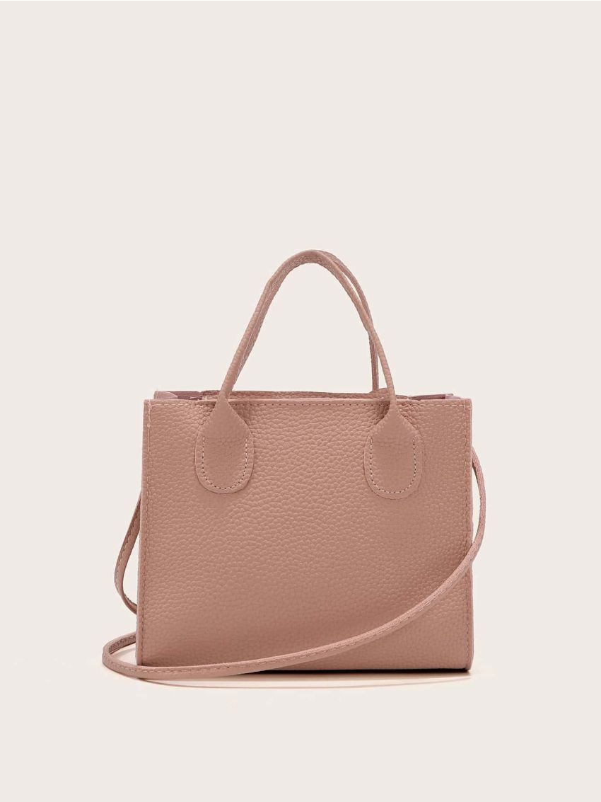 Mini Metal Letter Decor Satchel Bag