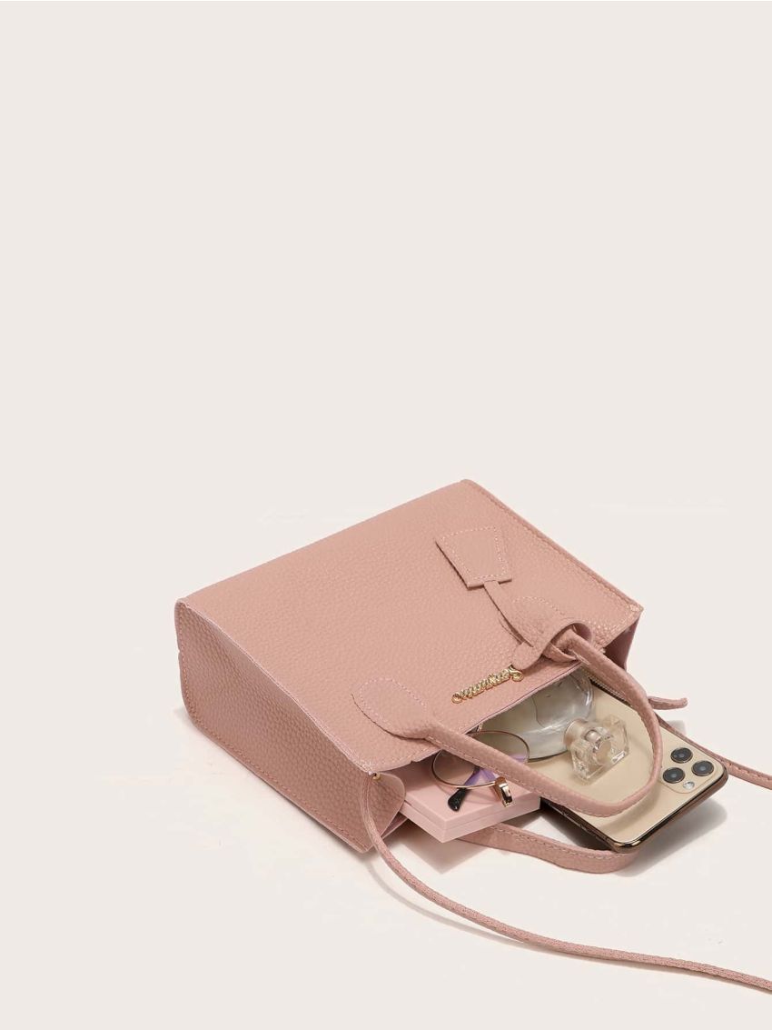 Mini Metal Letter Decor Satchel Bag