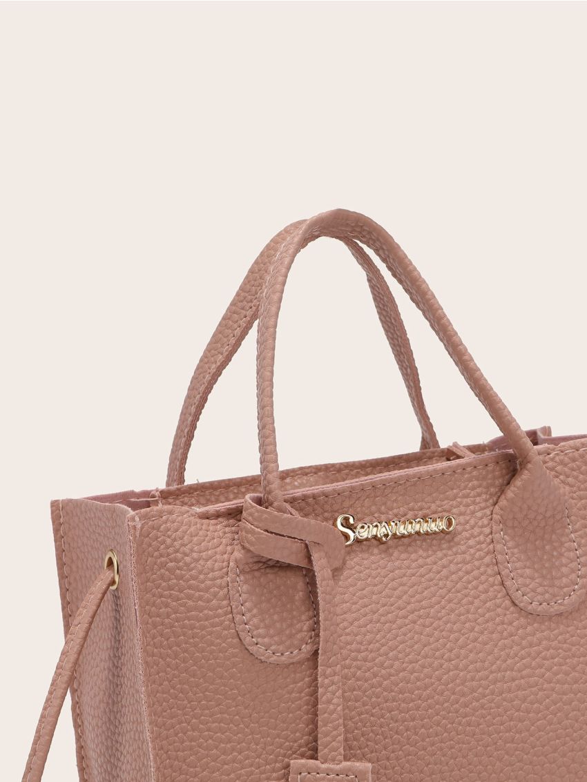 Mini Metal Letter Decor Satchel Bag