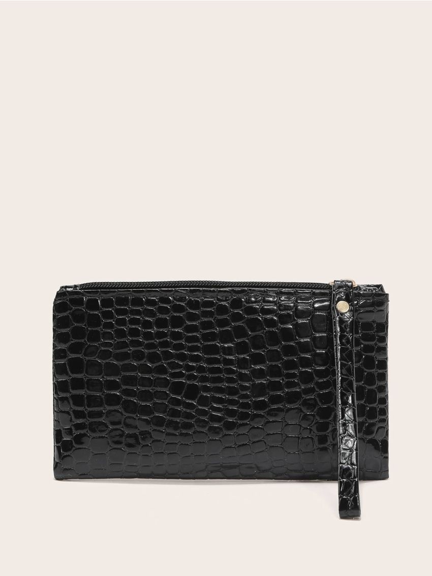 Mini Textured Clutch Bag With Wristlet