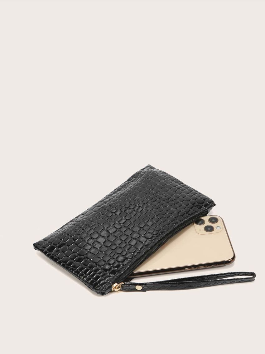 Mini Textured Clutch Bag With Wristlet