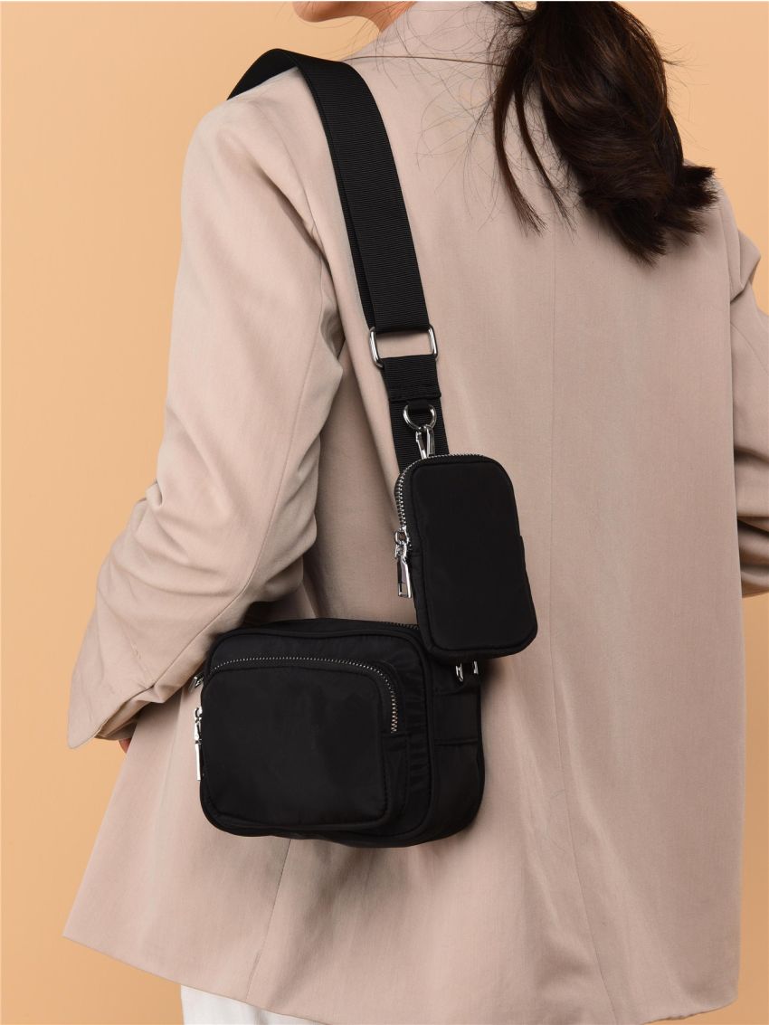 Mini Pocket Front Crossbody Bag With Purse