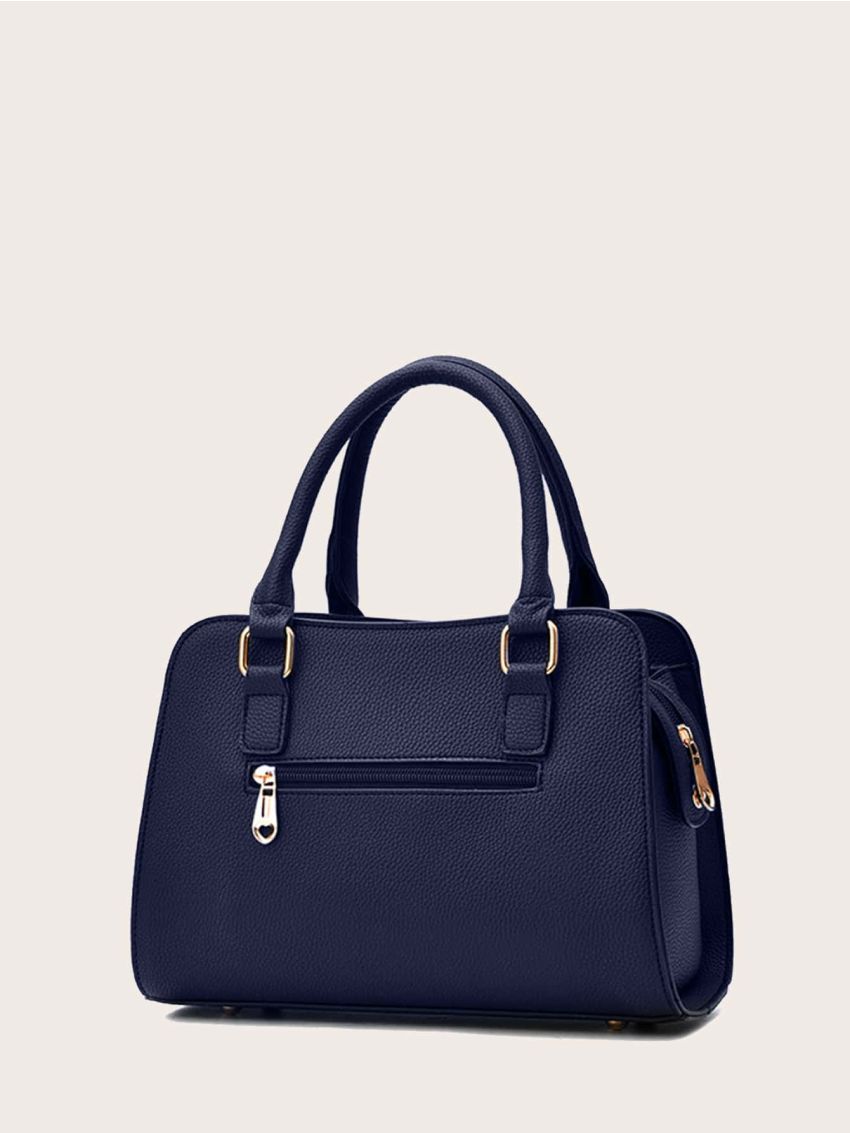 Metal Letter Detail Tote Bag With Bag Charm