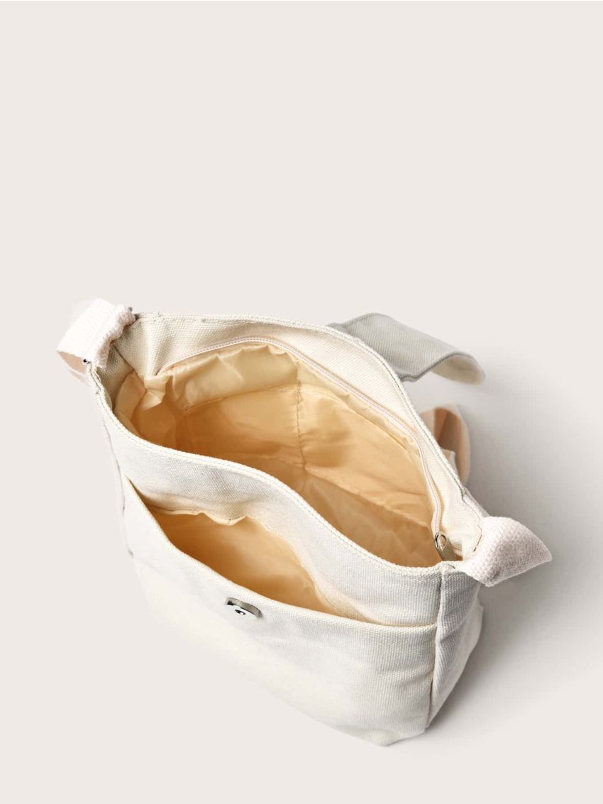 Korean Letter Graphic Crossbody Bag