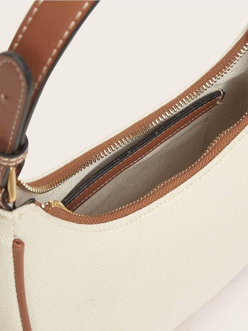 Contrast Binding Baguette Bag