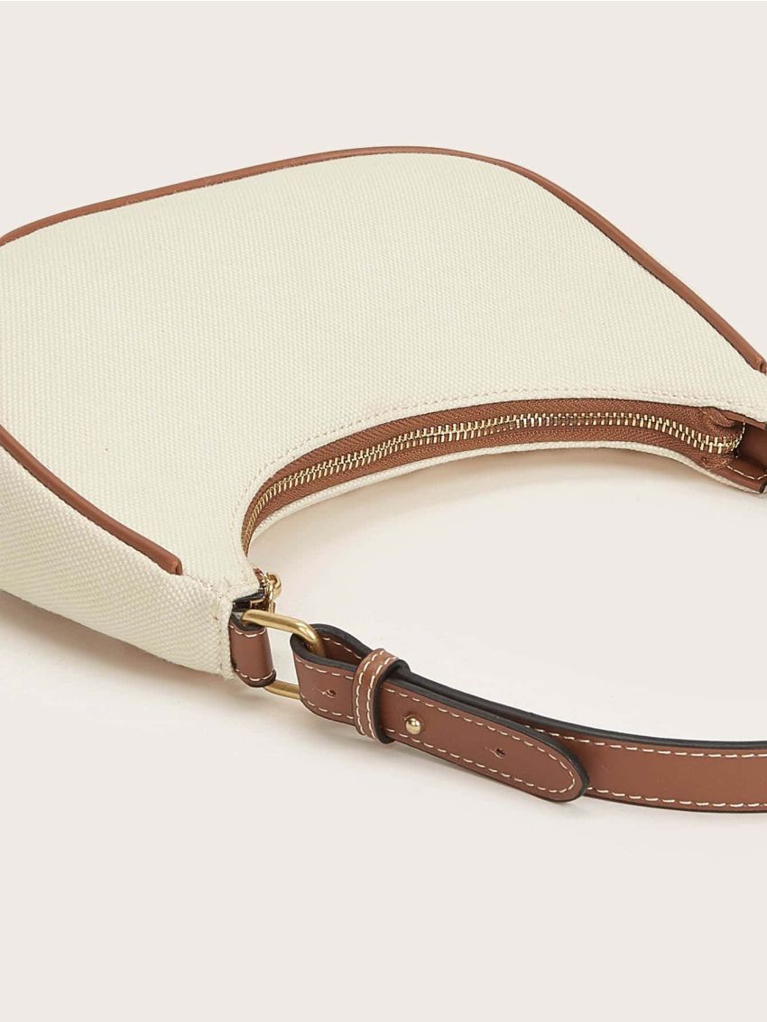 Contrast Binding Baguette Bag