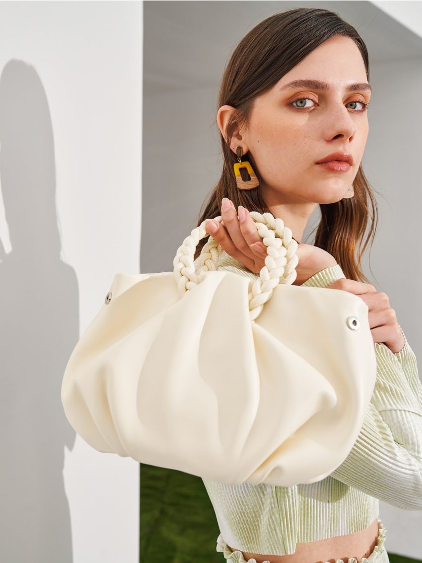 Braided Handle Satchel Bag