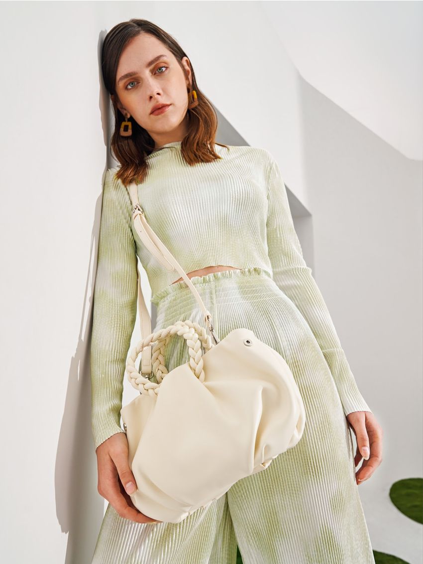 Braided Handle Satchel Bag