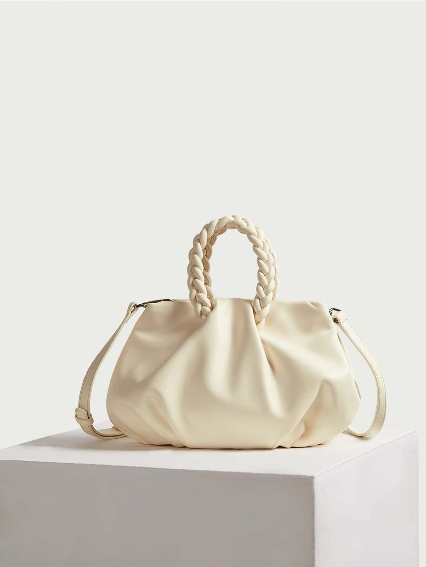 Braided Handle Satchel Bag