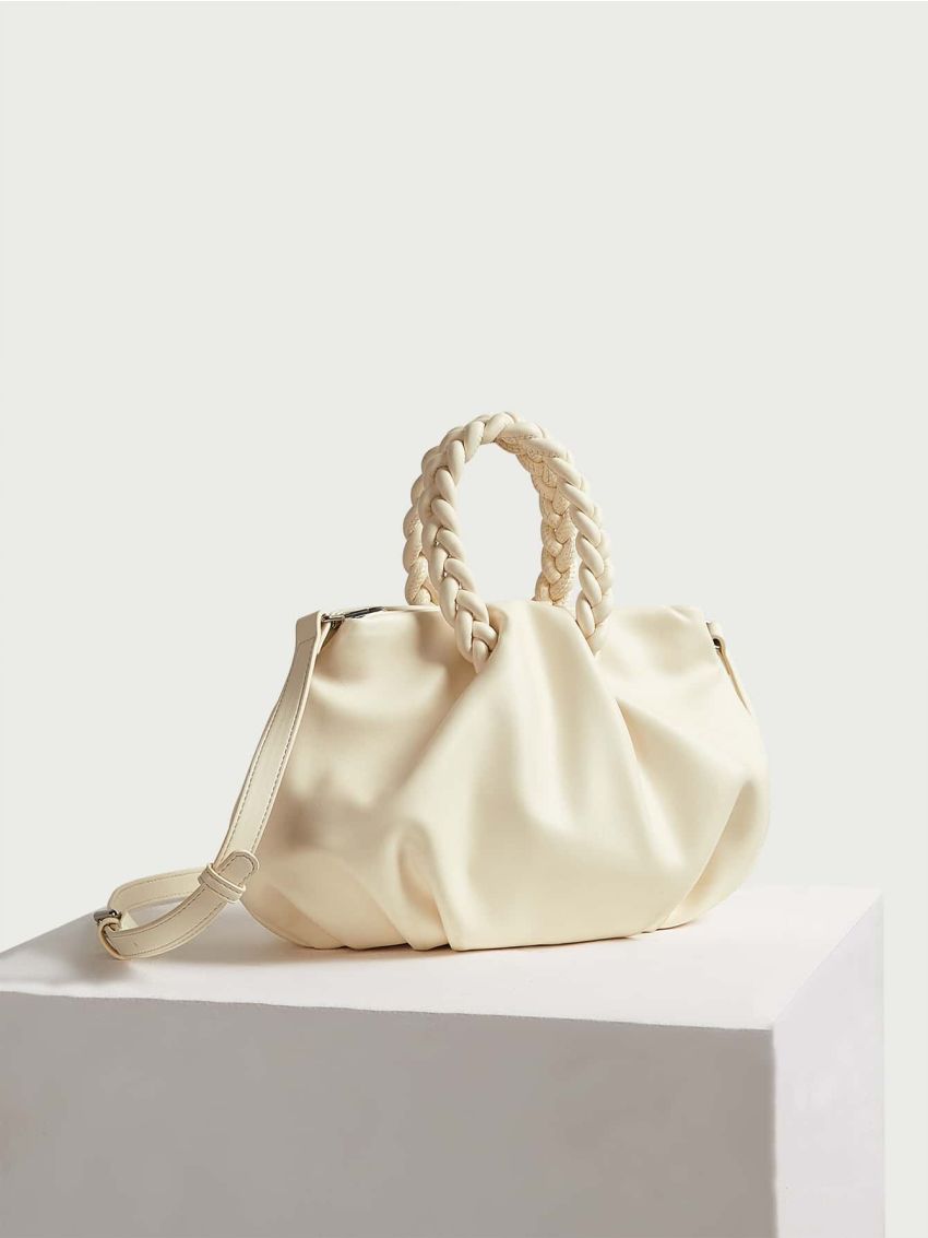 Braided Handle Satchel Bag