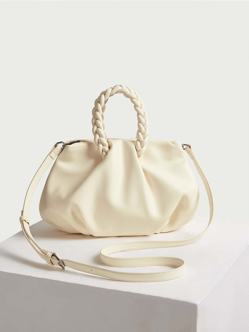 Braided Handle Satchel Bag