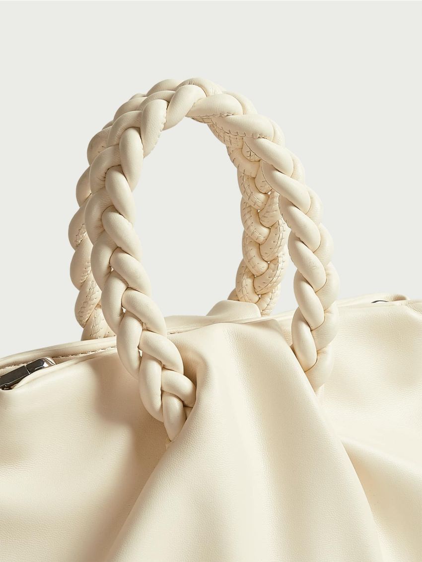 Braided Handle Satchel Bag