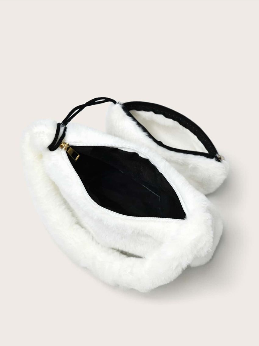 Fluffy Baguette Bag With Purse