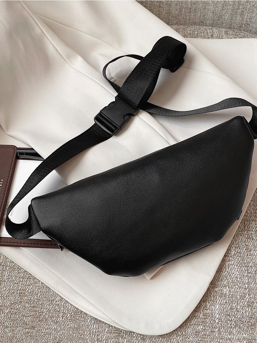 Chain Decor Double Zip Front Fanny Pack