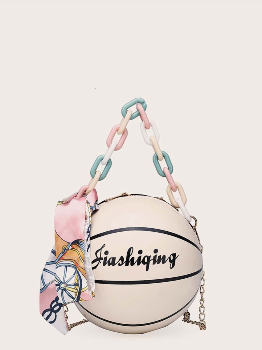 Mini Random Twilly Scarf Decor Ball Shaped Chain Bag