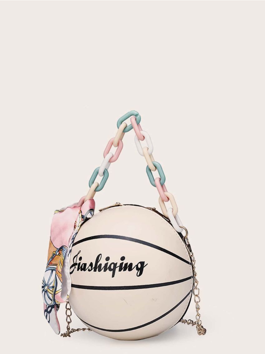 Mini Random Twilly Scarf Decor Ball Shaped Chain Bag