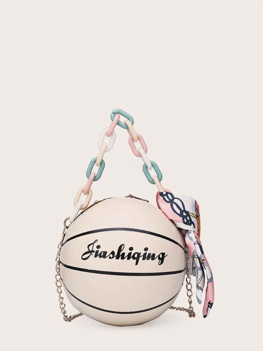 Mini Random Twilly Scarf Decor Ball Shaped Chain Bag