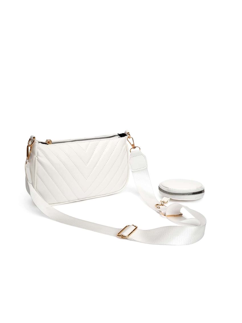 Chevron Baguette Bag With Coin Case